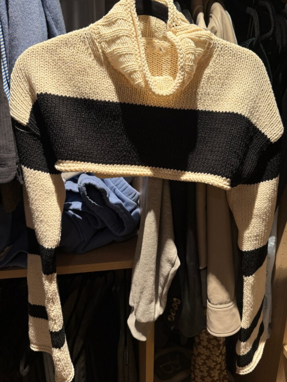 Pilcro Long-Sleeve Chunky Crop Stripe Sweater Tank Twofer